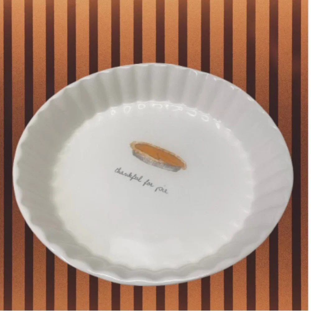 Rae Dunn Artisan Collection Pie Dish “thankful for pie” Ceramic 8.5” Circular
